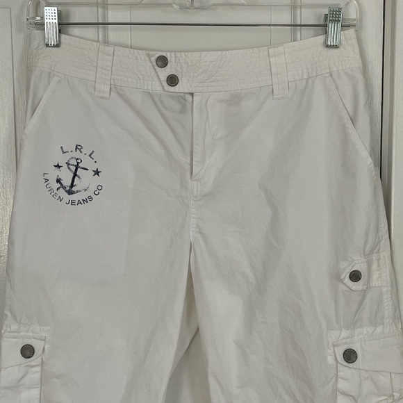 Ralph Lauren Jeans Co. Cotton White Cropped Cargo Pants Utility Gorpcore Size 10 - Picture 2 of 12